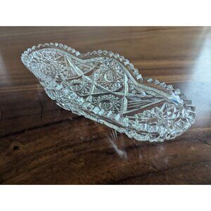 Hobbs Antique Brillant Glass Celery Patterned Cut Crystal Serving Platter 11"